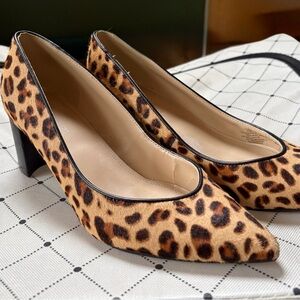 Marc Fisher Leopard Print Heels with Black Block Heel 2” heel.